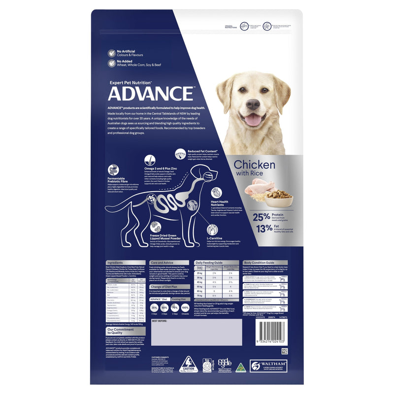 Advance Chicken and Rice Healthy Weight Large Breed Adult Dog Dry Food 13kg (+_+)