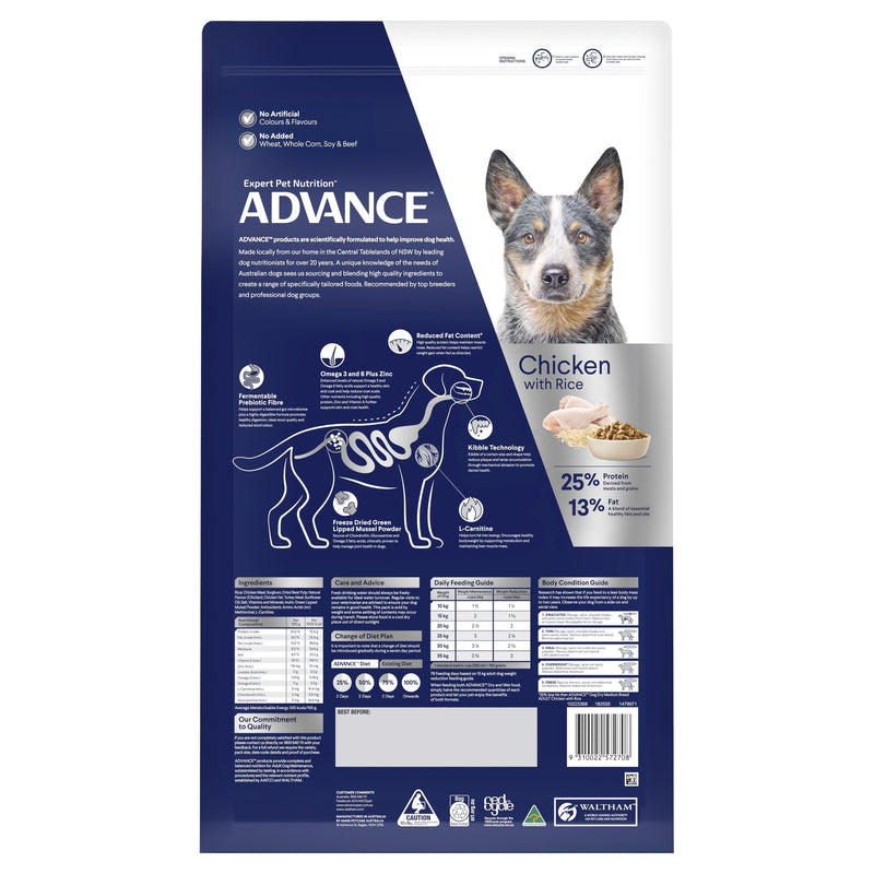 Advance Chicken and Rice Healthy Weight Medium Breed Adult Dog Dry Food 13kg (+_+)