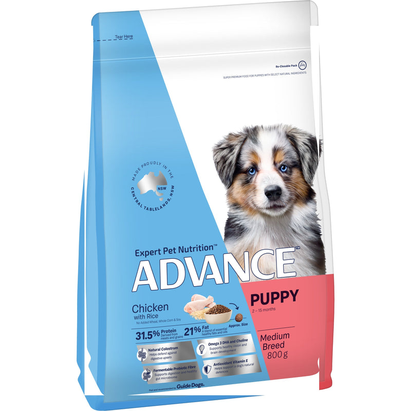 Advance Chicken and Rice Medium Breed Puppy Dry Food 800G (+_+)