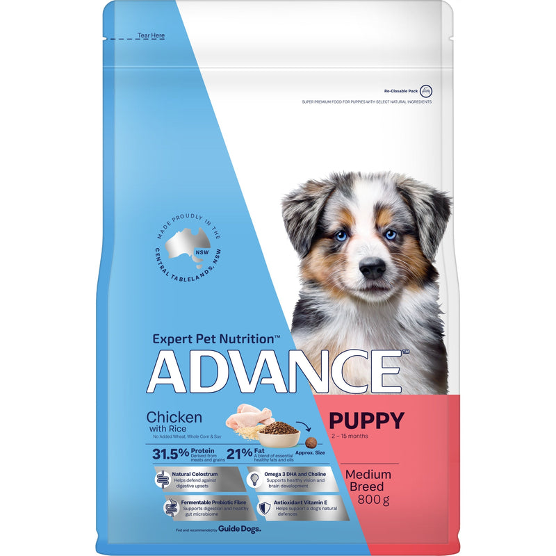 Advance Chicken and Rice Medium Breed Puppy Dry Food 800G (+_+)-Habitat Pet Supplies