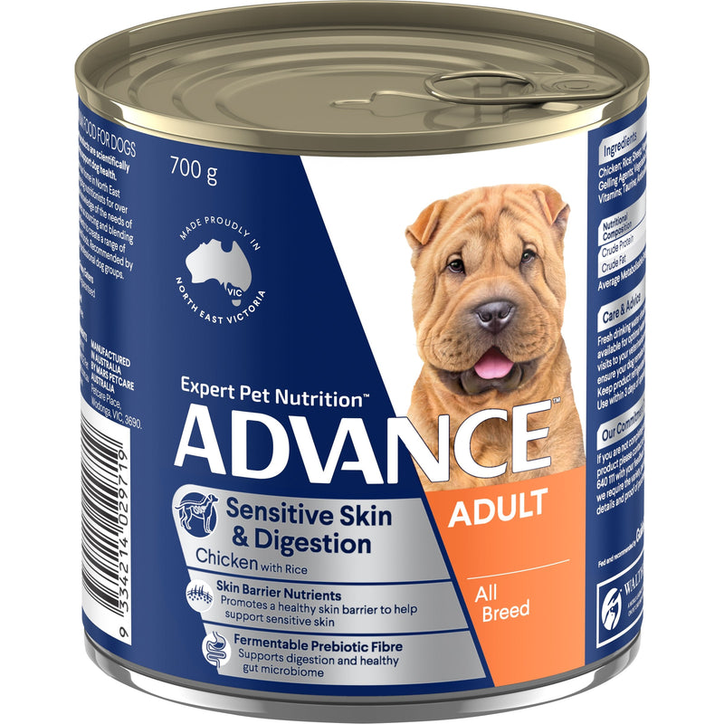 Advance Chicken and Rice Sensitive Skin and Digestion Adult Dog Wet Food 700g x 12 (+_+)