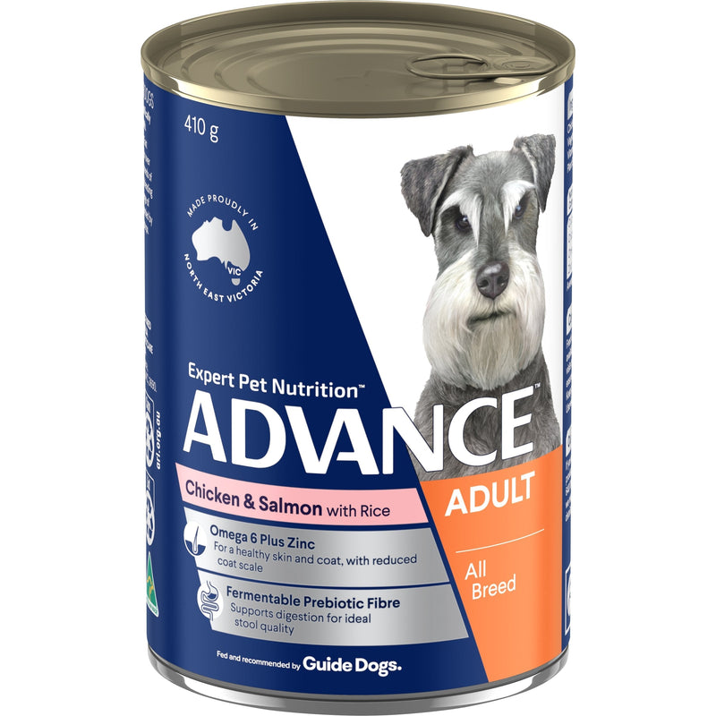 Advance Chicken and Salmon All Breed Adult Dog Wet Food 410g x 12 (+_+)