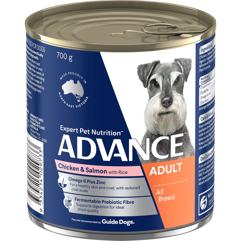 Advance Chicken and Salmon All Breed Adult Dog Wet Food 700g x 12 (+_+)