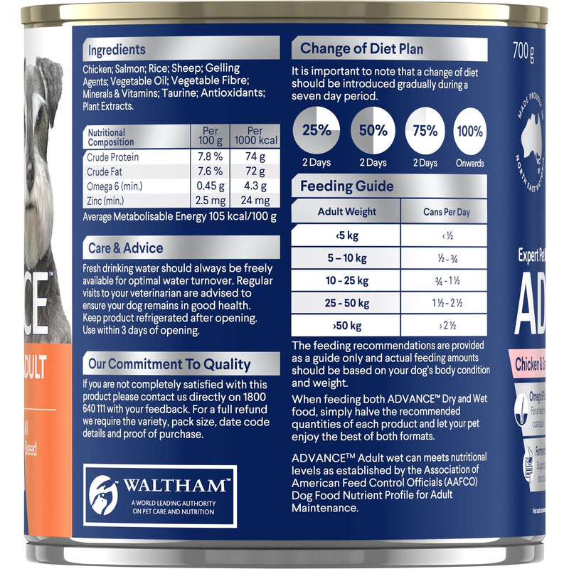 Advance Chicken and Salmon All Breed Adult Dog Wet Food 700g x 12 (+_+)