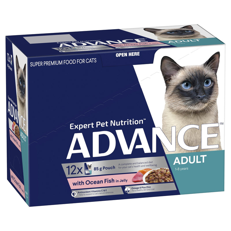 Advance Ocean Fish in Jelly Adult Cat Wet Food 85g x 12 (+_+)-Habitat Pet Supplies
