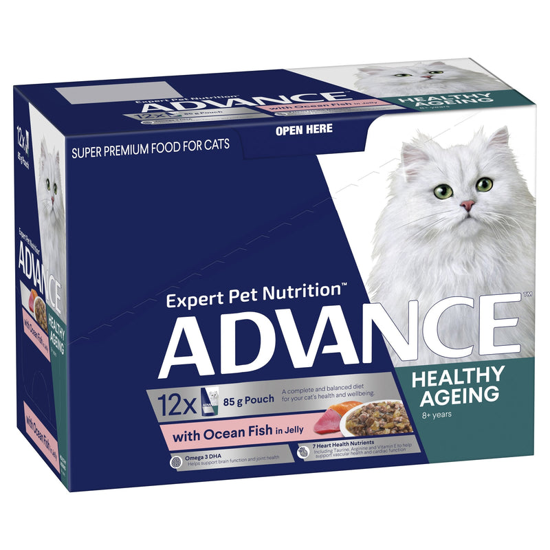 Advance Ocean Fish in Jelly Healthy Ageing Mature Cat Wet Food 85g x 12 (+_+)-Habitat Pet Supplies