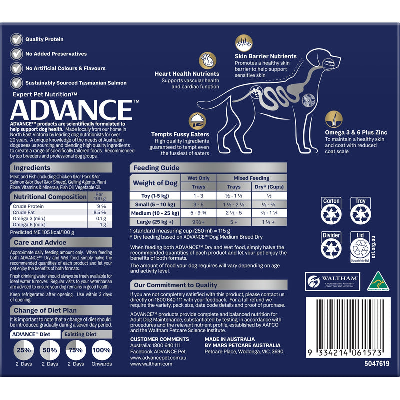 Advance Salmon Oodles Adult Dog Wet Food 100g x 12 (+_+)