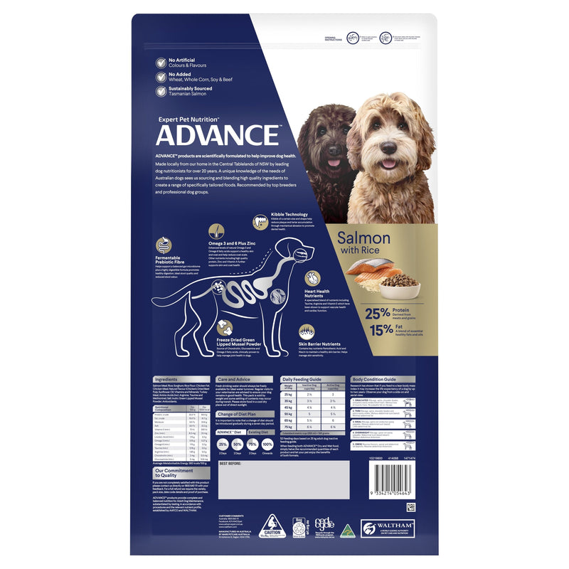 Advance Salmon and Rice Large Oodles Adult Dog Dry Food 13kg (+_+)