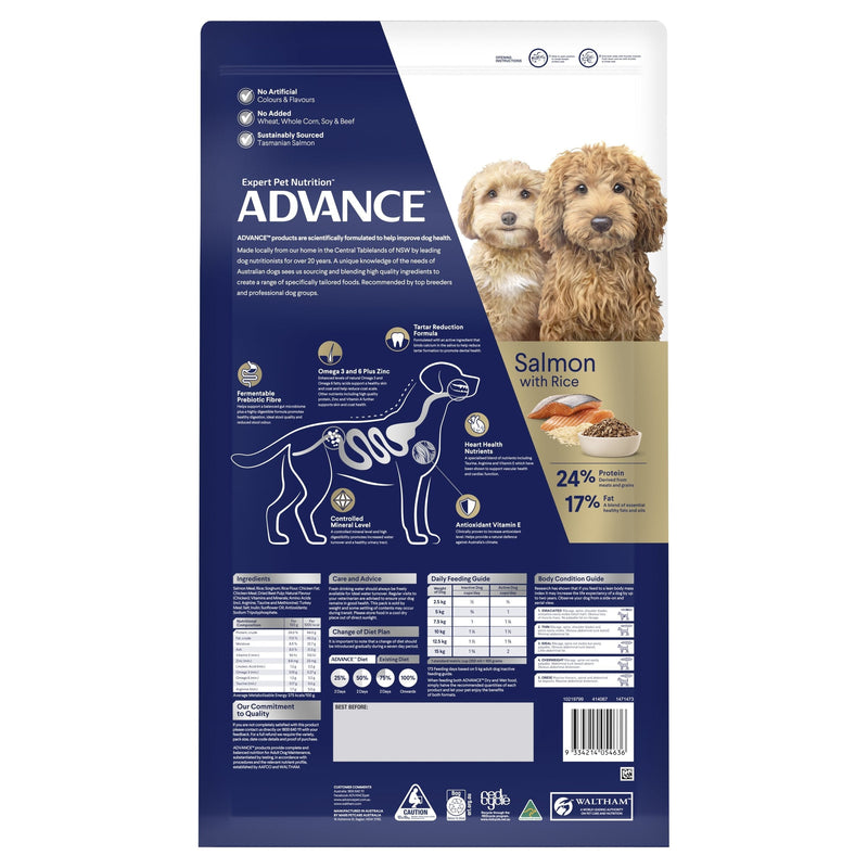 Advance Salmon and Rice Small Oodles Adult Dog Dry Food 13kg (+_+)