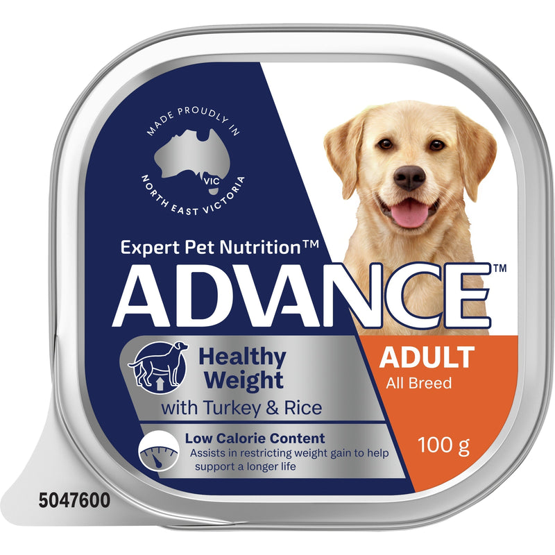 Advance Turkey and Rice Healthy Weight All Breed Adult Dog Wet Food 100g x 12 (+_+)