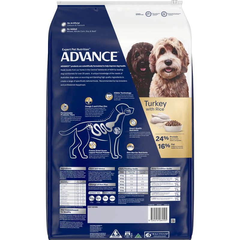 Advance Turkey and Rice Large Oodles Adult Dog Dry Food 13kg