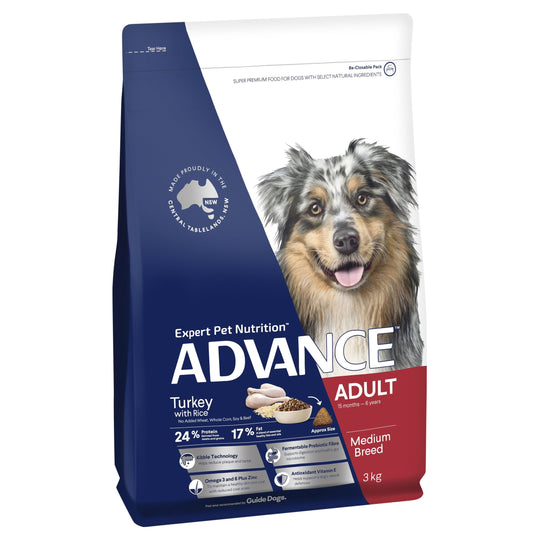 Advance Turkey and Rice Medium Breed Adult Dog Dry Food 3kg