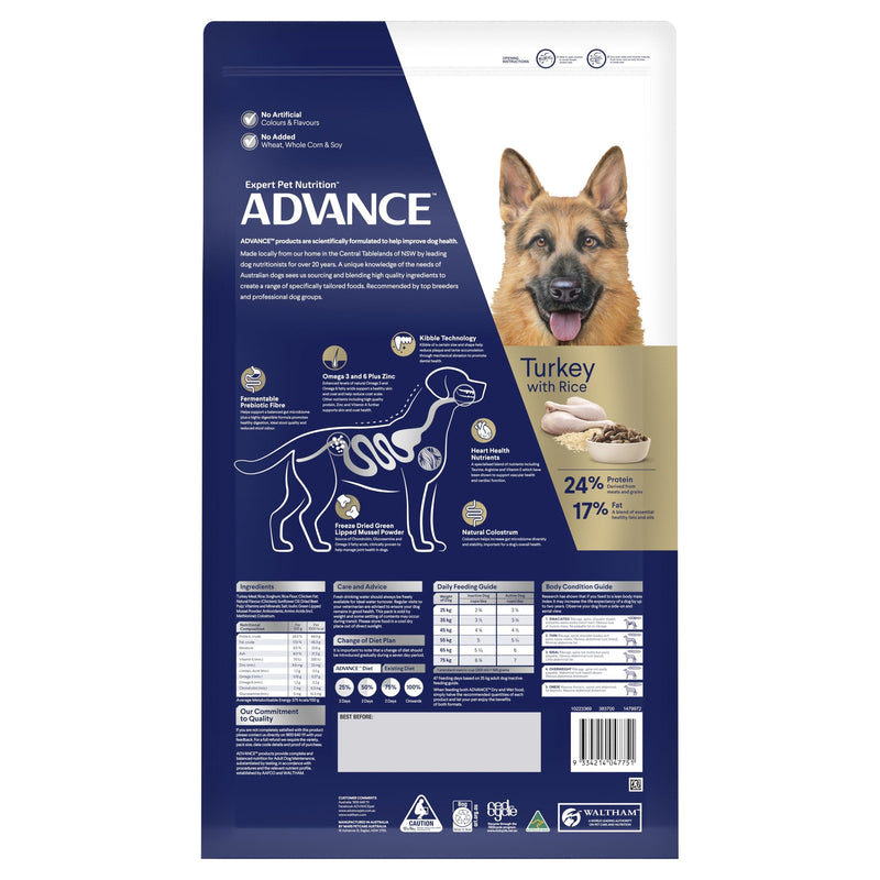 Advance Turkey and Rice Shepherds Adult Dog Dry Food 13kg (+_+)