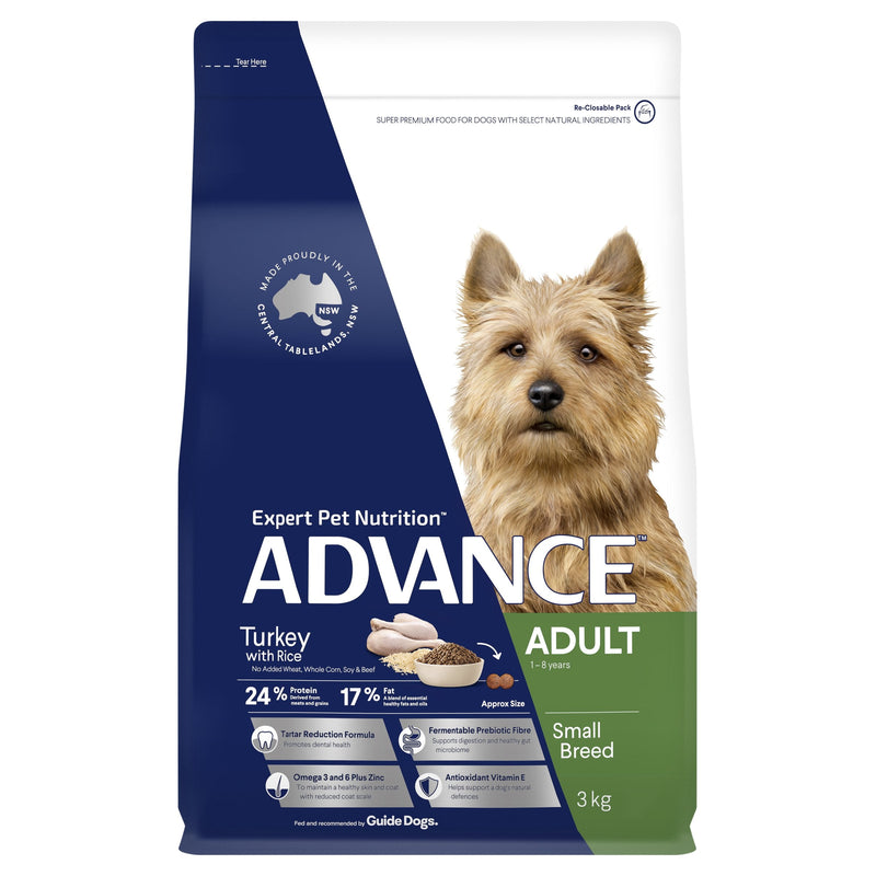 Advance Turkey and Rice Small Breed Adult Dog Dry Food 3kg (+_+)
