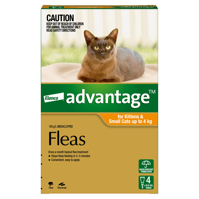 Advantage Flea Treatment for Cats 0-4kg Orange 4 Pack