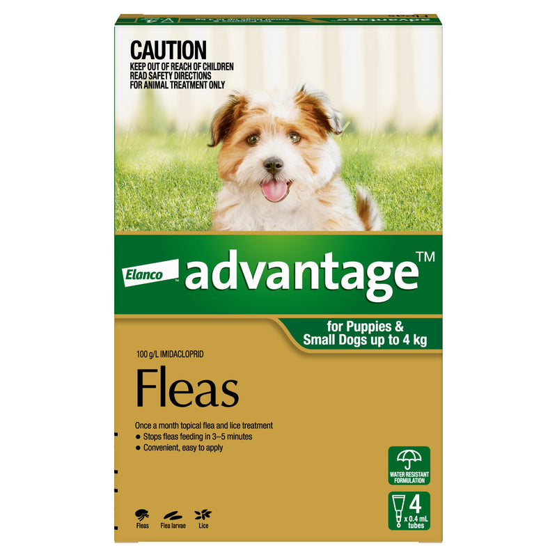 Advantage Flea Treatment for Dogs 0-4kg Green 4 Pack