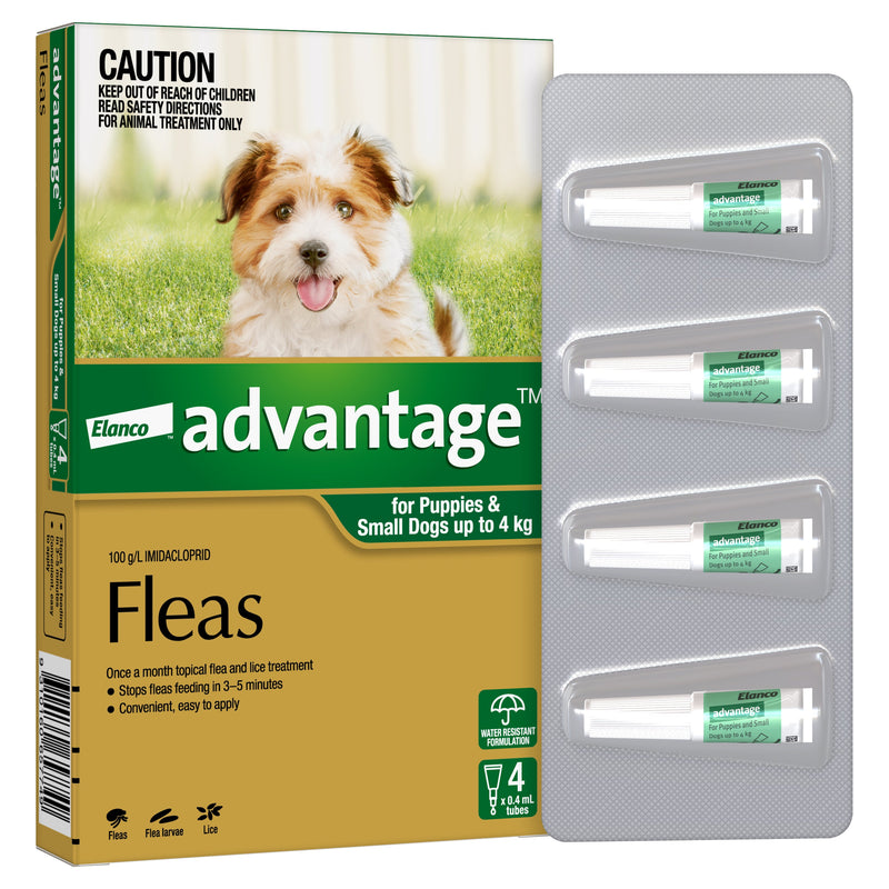 Advantage Flea Treatment for Dogs 0-4kg Green 4 Pack-Habitat Pet Supplies