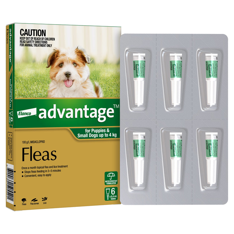 Advantage Flea Treatment for Dogs 0-4kg Green 6 Pack-Habitat Pet Supplies