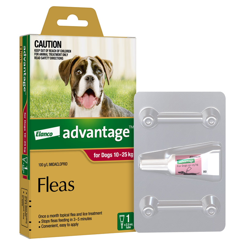 Advantage Flea Treatment for Dogs 10-25kg Red 1 Pack-Habitat Pet Supplies