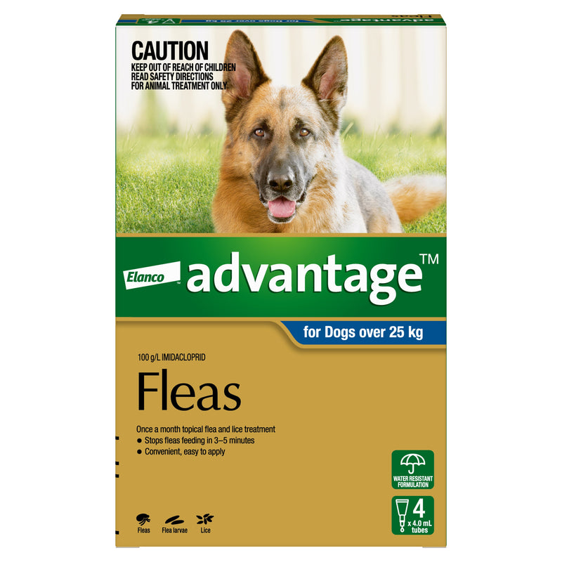 Advantage Flea Treatment for Dogs 25kg+ Blue 4 Pack
