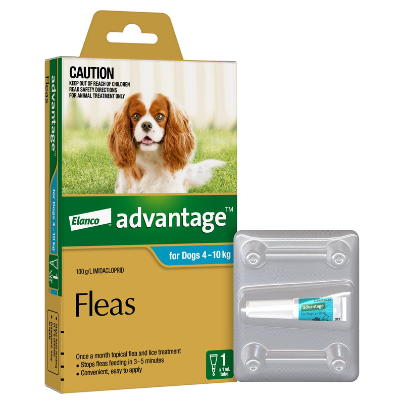Advantage Flea Treatment for Dogs 4-10kg Aqua 1 Pack-Habitat Pet Supplies