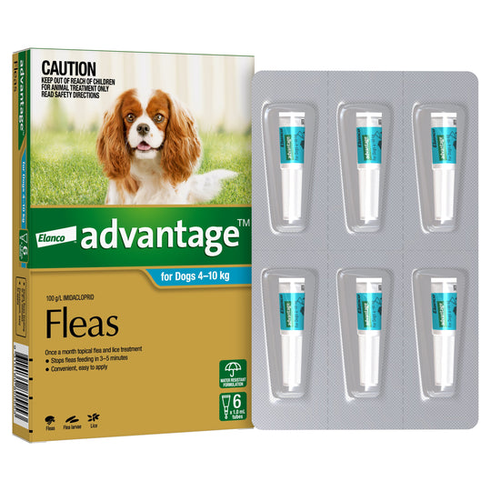 Advantage Flea Treatment for Dogs 4-10kg Aqua 6 Pack