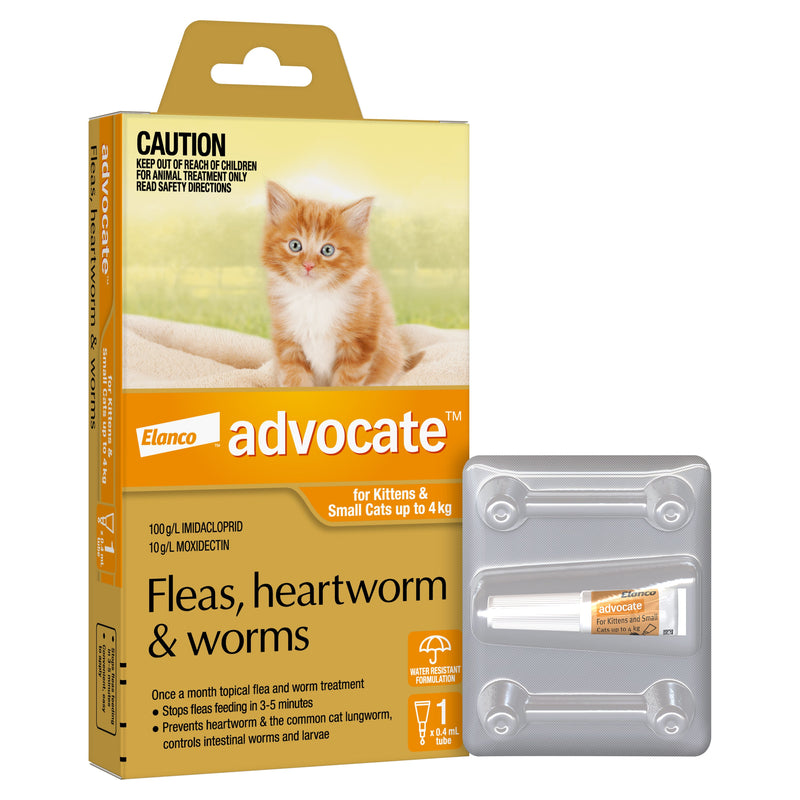 Advocate Flea Heartworm and Worm Treatment for Cats 0-4kg Orange 1 Pack-Habitat Pet Supplies