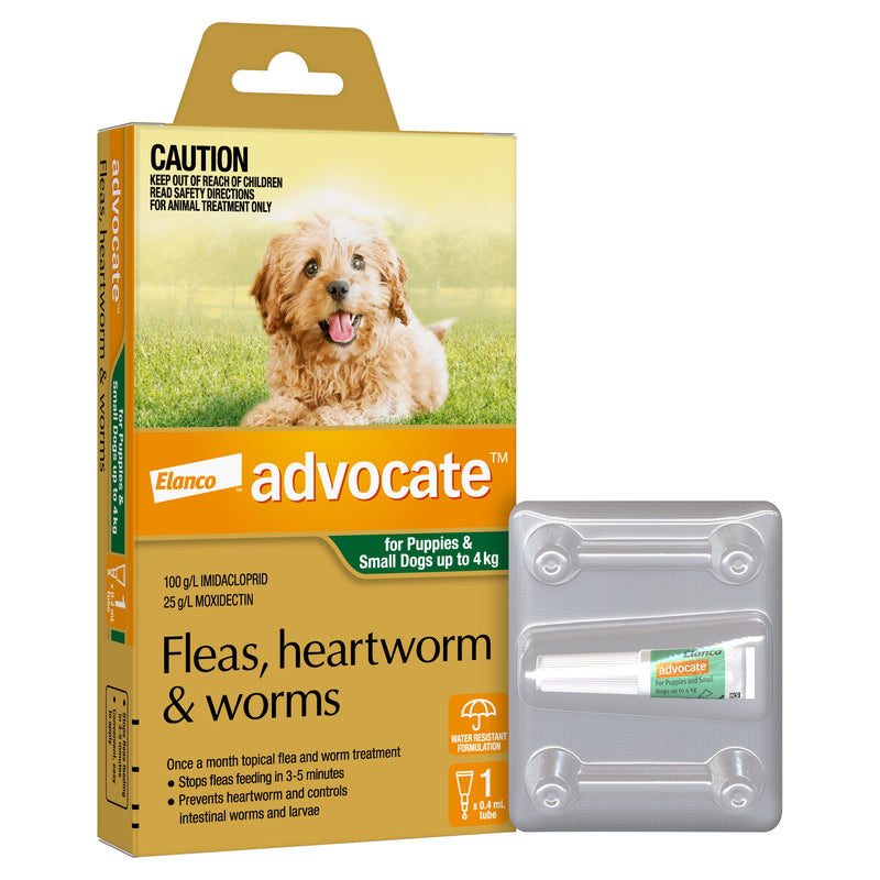 Advocate Flea Heartworm and Worm Treatment for Dogs 0-4kg Green 1 Pack-Habitat Pet Supplies