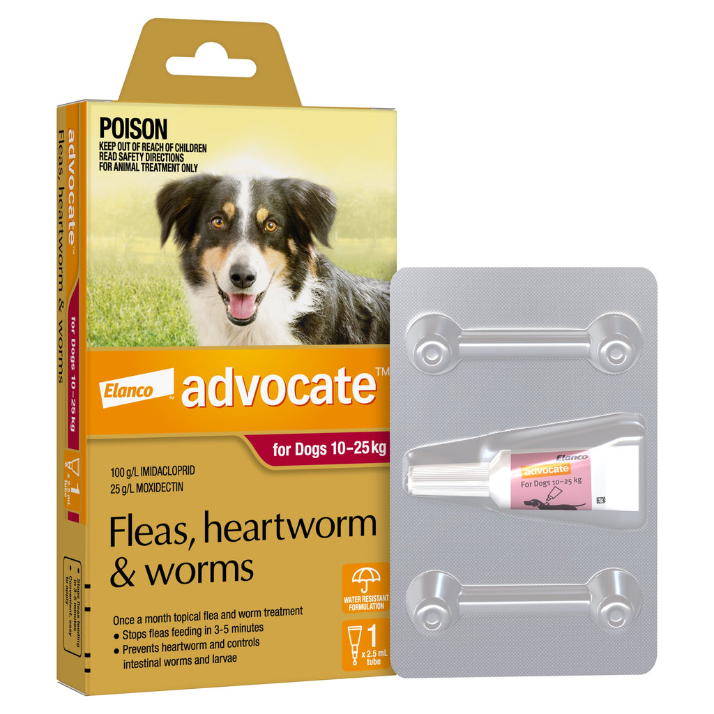 Advocate Flea Heartworm and Worm Treatment for Dogs 10-25kg Red 1 Pack-Habitat Pet Supplies