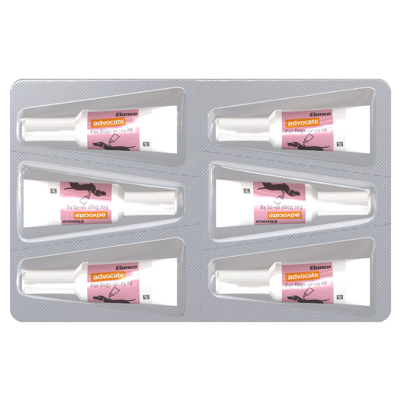 Advocate Flea Heartworm and Worm Treatment for Dogs 10-25kg Red 6 Pack