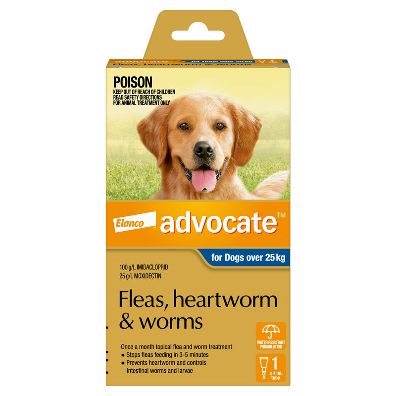 Advocate Flea Heartworm and Worm Treatment for Dogs 25kg Blue 1 Pack