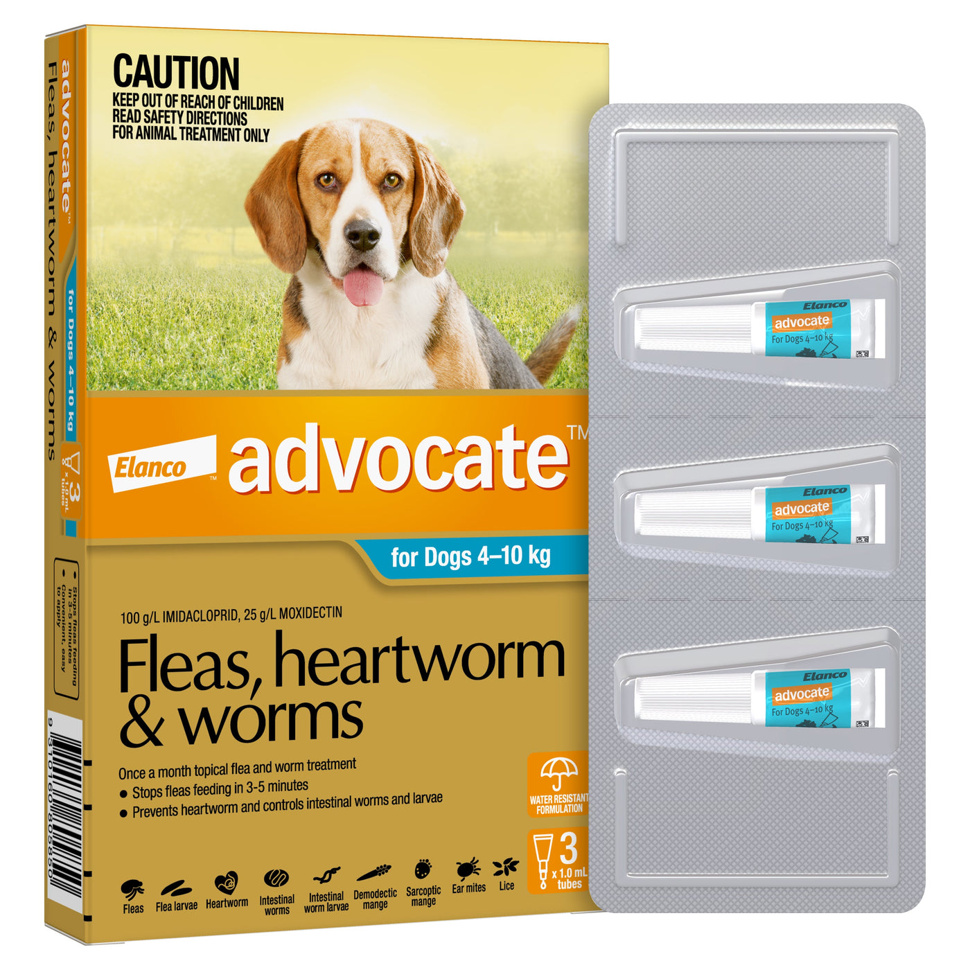 Advocate Flea Heartworm and Worm Treatment for Dogs 4-10kg Aqua