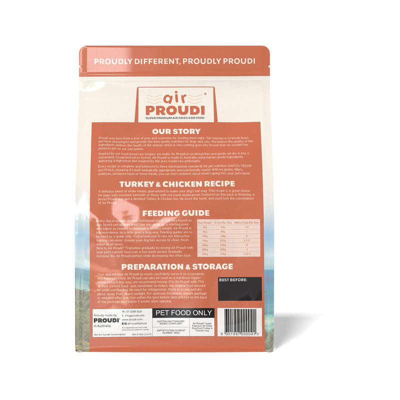 AirProudi Air Dried Dog Food Turkey and Chicken 1kg
