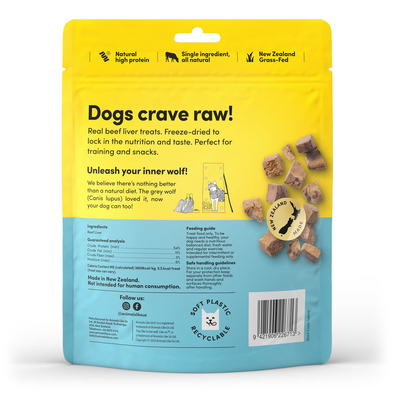 Animals Like Us Grass-Fed Beef Liver Freeze Dried Dog Treats 85g (+_+)