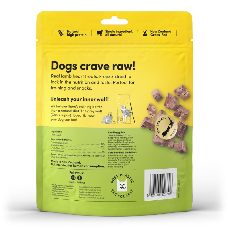 Animals Like Us Grass-Fed Lamb Heart Freeze Dried Dog Treats 85g (+_+)