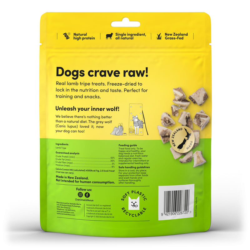 Animals Like Us Grass-Fed Lamb Tripe Freeze Dried Dog Treats 60g (+_+)