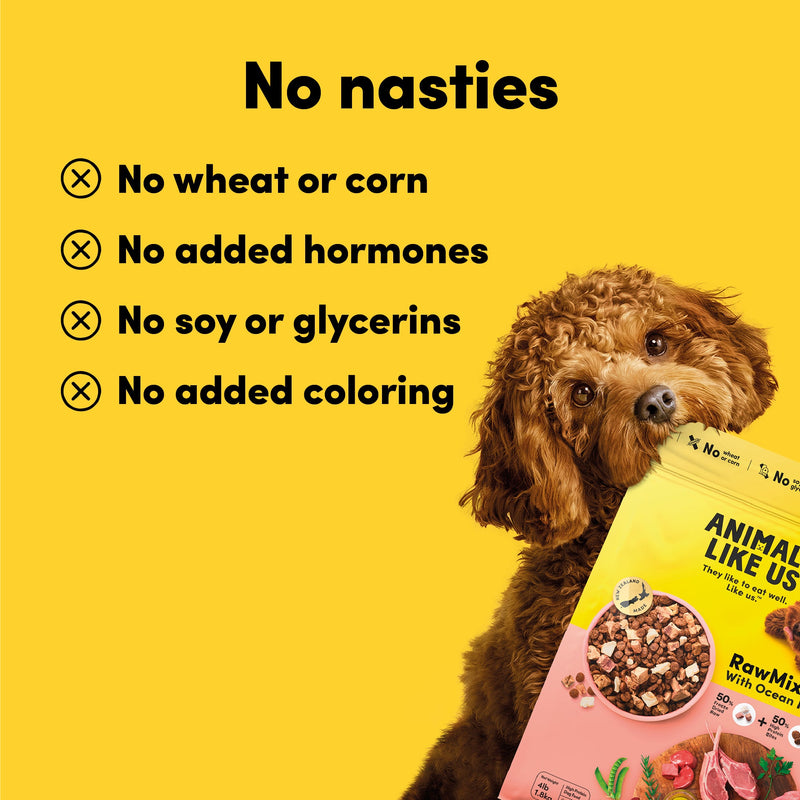 Animals Like Us RawMix50 with Freeze Dried Ocean Fish and Kibble Mix Dry Dog Food 1.8kg (+_+)