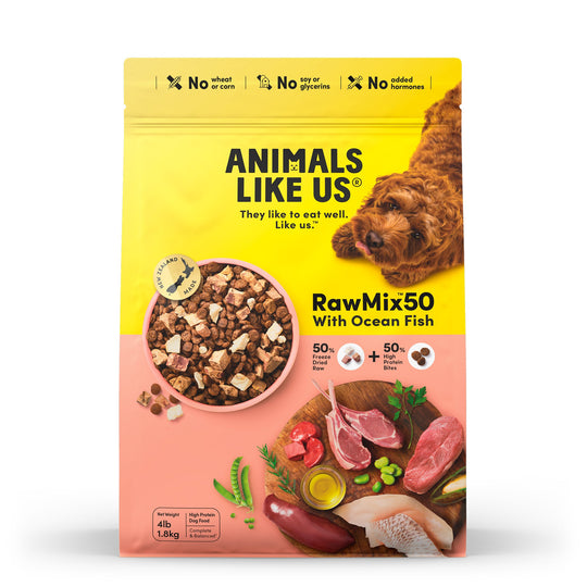 Animals Like Us RawMix50 with Freeze Dried Ocean Fish and Kibble Mix Dry Dog Food 1.8kg