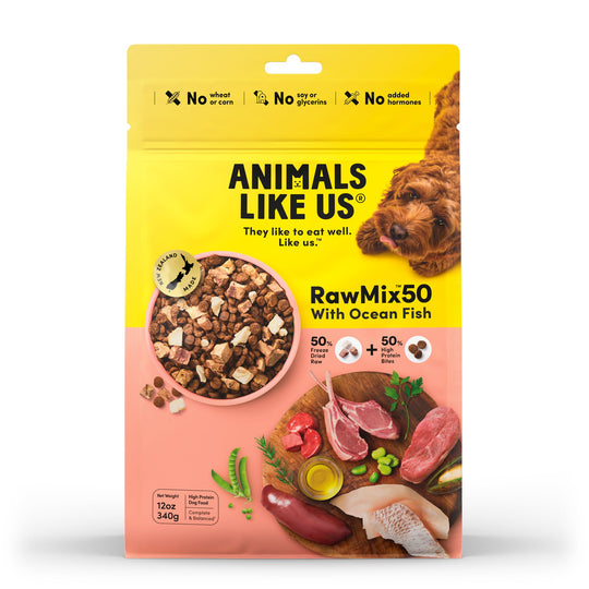 Animals Like Us RawMix50 with Freeze Dried Ocean Fish and Kibble Mix Dry Dog Food 340g