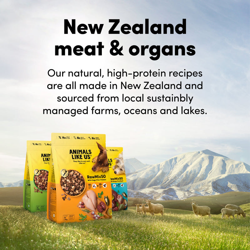 Animals Like Us RawMix50 with Grass-Fed Freeze Dried Beef and Kibble Mix Dog Food 1.8kg (+_+)