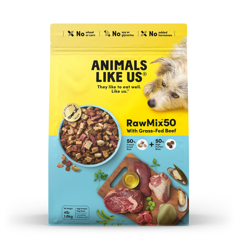Animals Like Us RawMix50 with Grass-Fed Freeze Dried Beef and Kibble Mix Dog Food 1.8kg (+_+)-Habitat Pet Supplies