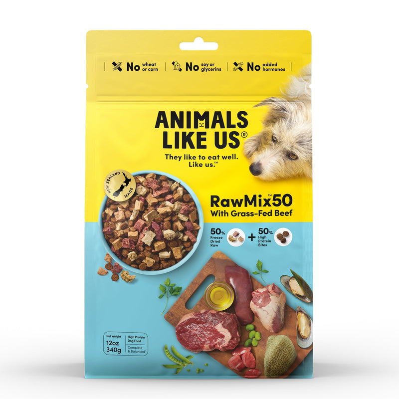 Animals Like Us RawMix50 with Grass-Fed Freeze Dried Beef and Kibble Mix Dog Food 340g (+_+)-Habitat Pet Supplies