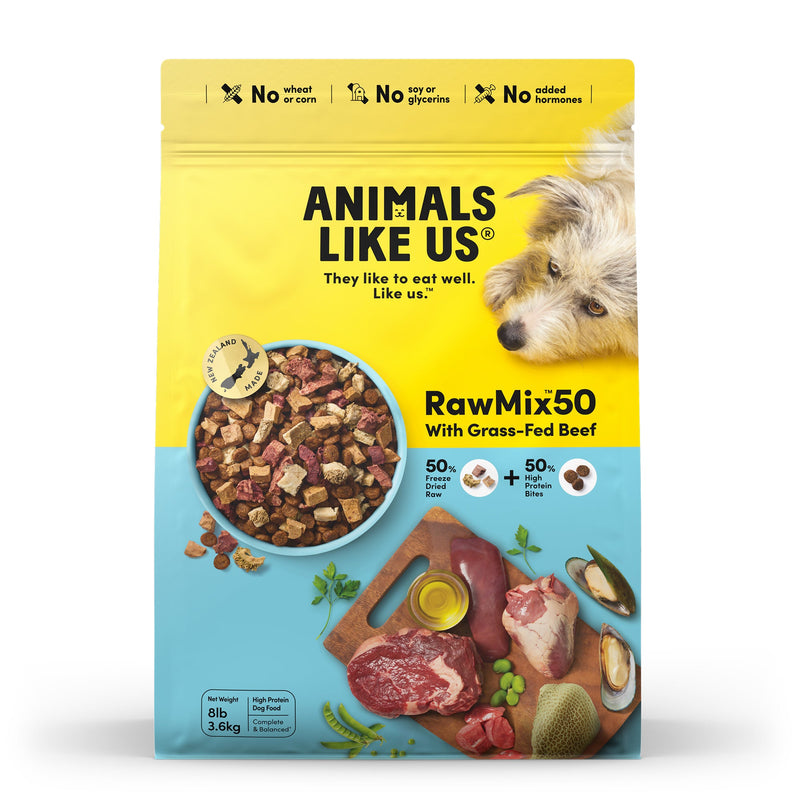 Animals Like Us RawMix50 with Grass-Fed Freeze Dried Beef and Kibble Mix Dog Food 3.6kg (+_+)-Habitat Pet Supplies