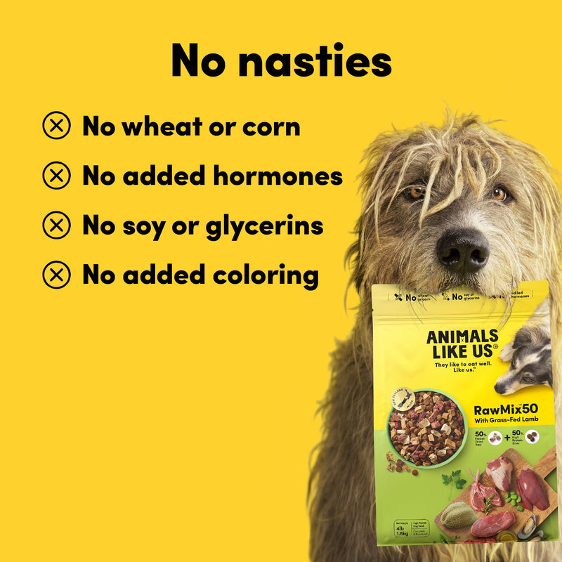 Animals Like Us RawMix50 with Grass-Fed Freeze Dried Lamb and Kibble Mix Dry Dog Food 1.8kg (+_+)