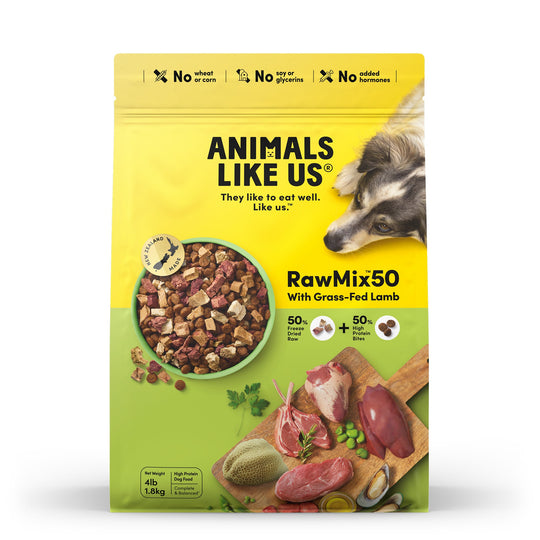 Animals Like Us RawMix50 with Grass-Fed Freeze Dried Lamb and Kibble Mix Dry Dog Food 1.8kg