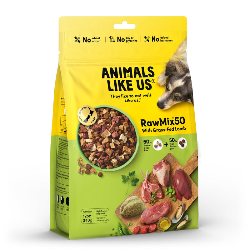 Animals Like Us RawMix50 with Grass-Fed Freeze Dried Lamb and Kibble Mix Dry Dog Food 340g *!*!*