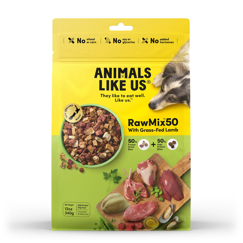 Animals Like Us RawMix50 with Grass-Fed Freeze Dried Lamb and Kibble Mix Dry Dog Food 340g (+_+)-Habitat Pet Supplies