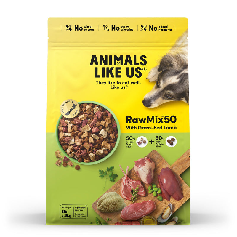 Animals Like Us RawMix50 with Grass-Fed Freeze Dried Lamb and Kibble Mix Dry Dog Food 3.6kg (+_+)