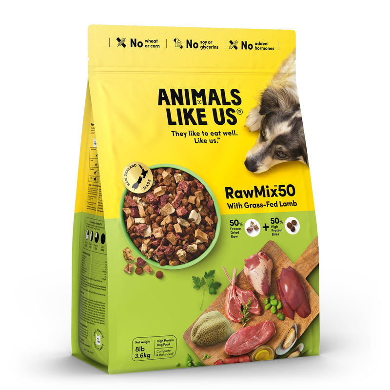 Animals Like Us RawMix50 with Grass-Fed Freeze Dried Lamb and Kibble Mix Dry Dog Food 3.6kg (+_+)-Habitat Pet Supplies