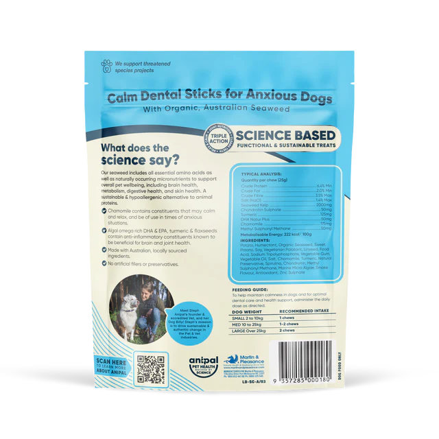 Anipal Calm Dental Sticks for Anxious Dog Treats 210g